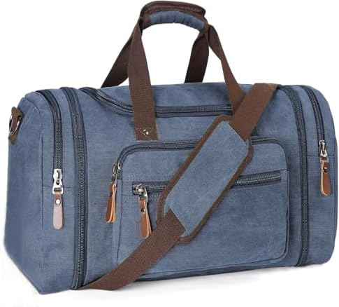 Sechunk Duffle Bag Canvas Large Outdoor Shoulder Bag Overnight Handbag Travel Tote Luggage Weekender Bag
