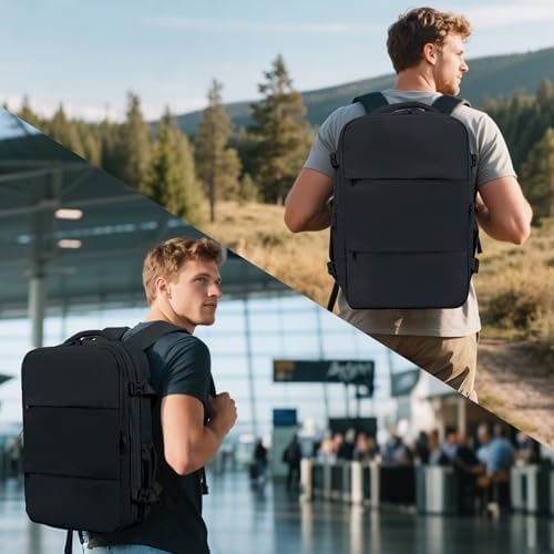 Vacuum Compression Backpack for Travel, Expandable Travel Backpack Business Bag with Compression, Fits 17 inch Laptop, Waterproof, for Men and Women – Black - Image 8