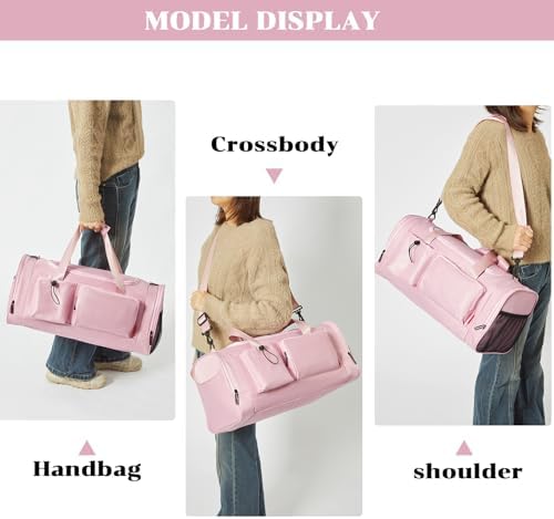 BSHG 21 inch Gym Bags For Men & Women With Shoes Compartment And Wet Pocket, Sports Duffle Bag, Workout Bags For Gym Swimming Yoga,Waterproof Weekend Overnight Carry On Bag B-GC-002-Pink - Image 7