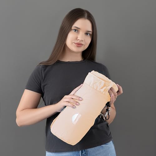 BlueHills Ultra Compact Travel Blanket Pillow for Airplane Traveling Essential Long Flight Trip Throw in Bag Portable Case Large Plane Accessories Beige - C007 - Image 7