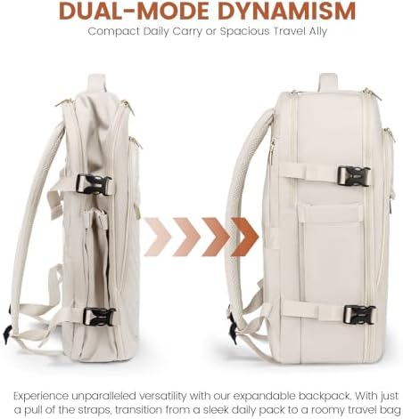 LOVEVOOK Travel Backpack for Women, TSA Personal Item Backpack Travel Bag fits 17.3" Laptop, Carry on Backpack for Weekender Business Hiking, Beige - Image 7
