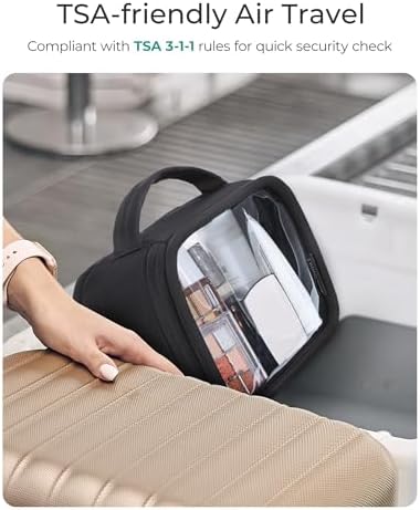 BAGSMART TSA-Approved Toiletry Bag, Large Opening Clear Makeup Bag with Handle, Quart Sized Travel Toiletry Bag, Carry-On Airline Compliant for Men and Women (Black) - Image 2