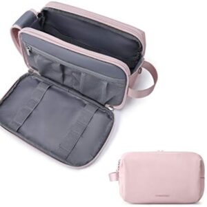 BAGSMART Toiletry Bag for Men, Travel Toiletry Organizer Dopp Kit Water-resistant Shaving Bag for Toiletries Accessories, Door Room Essentials,Pink-medium