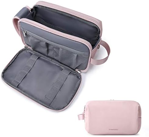 BAGSMART Toiletry Bag for Men, Travel Toiletry Organizer Dopp Kit Water-resistant Shaving Bag for Toiletries Accessories, Door Room Essentials,Pink-medium