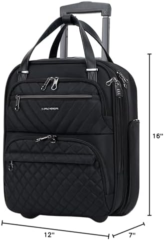 KROSER Carry On Underseat Multi-functional, 16-inch Underseater Lightweight Overnight Suitcase for Men Women, Black - Image 7