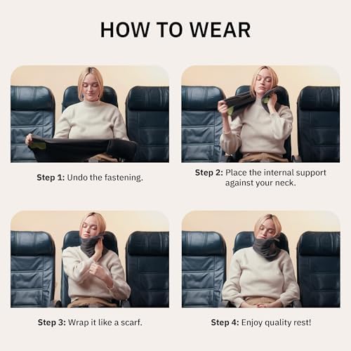 trtl Travel and Airplane Pillow - Real Sleeping Experience on Long Flights - Neck and Shoulder Support - Super-Soft, Lightweight, Easy-to-Carry, and Machine-Washable Flight Pillow - Black - Image 5