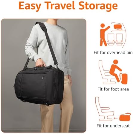 Amazon Basics Travel Backpack Carry On Flight Approved, Lightweight, Expandable, Dual Use as Backpack or Shoulder Bag, Black - Image 4