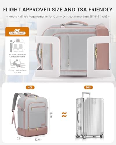 LOVEVOOK Travel Backpack for Women with Shoes Compartment,40L Personal Item Travel Bag Flight Approved Carry On Backpack with 2 Packing Cubes,Large Casual Weekender Luggage Daypack - Image 4