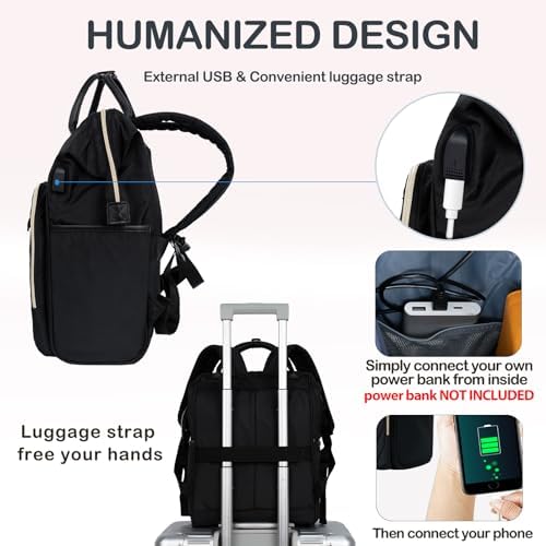 KROSER Laptop Backpack 17" Stylish Backpack Water Repellent College Casual Daypack with USB Port Travel Business Work Bag for Men/Women-Quilted - Image 6