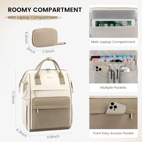 LOVEVOOK Laptop Backpack for Women,15.6 Inch Work Teacher Nurse Bag,Business Computer Backpack Purse with USB Port,Stylish Casual Daypack for Travel - Image 3