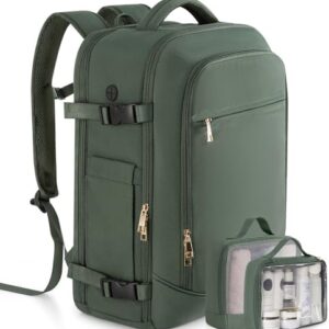 Carry on Backpack, Flight-approved Backpack for Traveling, 40L Personal Item Travel Backpack, Peacock Green