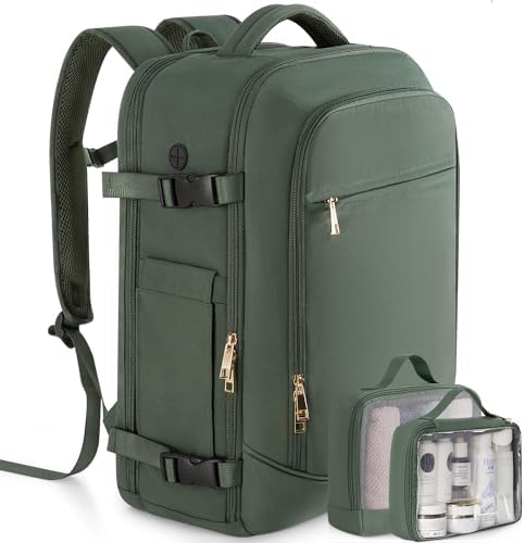 Carry on Backpack, Flight-approved Backpack for Traveling, 40L Personal Item Travel Backpack, Peacock Green