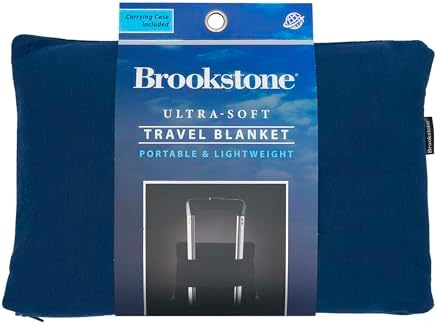 Brookstone Travel Blanket - 2 in 1 Warm Soft Fleece Travel Blanket with Carrying Pouch - Compact Travel Car Airplane Blanket, Blue - Image 3