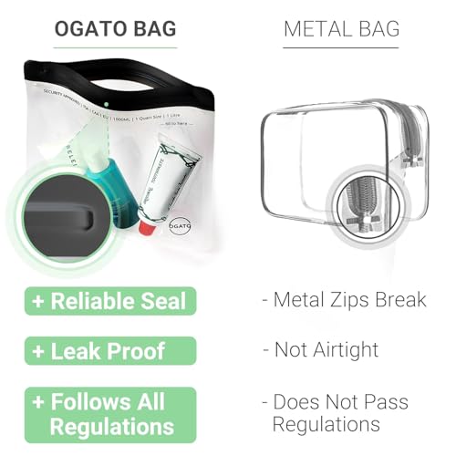 Ogato 3pcs - Clear TSA Approved Toiletry Bag - Our Quart Size Clear Toiletry Bags are Security Approved Worldwide for Liquids & Cosmetics - 100% 3-1-1 Compliant Travel Bags for Toiletries - Image 6