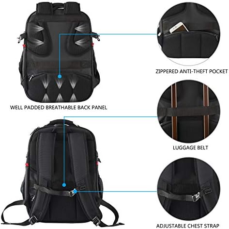 KROSER Travel Laptop Backpack 17.3 Inch XL Computer Backpack with Hard Shell Saferoom RFID Pockets Water-Repellent Business College Daypack Stylish Bag for Men/Women-Black - Image 6