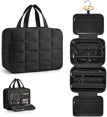 Travel Toiletry Bag with Separate Jewelry Organizer, Water-resistant Makeup Bag with Hanging Hook, Large Capacity Travel Organizer for Toiletries, Cosmetic, Vacation Accessories - Medium - Image 8