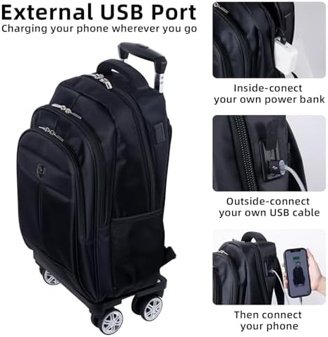 35L Multi-Scene Detachable Handle Travel Rolling Backpack Airline Approved,360° Rotating Fit 15.6 Inch Laptop College Backpack With 4 Wheels,Carry on Luggage - Image 5