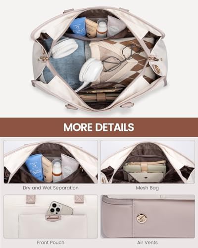 LOVEVOOK Travel Duffel Bag For Women, Weekender Bags With Shoe Compartment, Air Approved Overnight Carry-on Bags With Wet Pocket, Gym Tote Bag, Hospital Bag, 2Pcs - Image 5