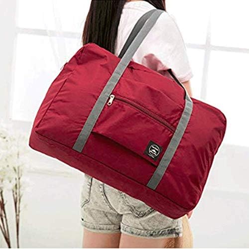 2 Pack Foldable Travel Bag Waterproof Travel Duffel Bag,Women Ladies Man Canvas Weekender Bag Overnight Carry-on Tote Duffel in Trolley Handle (Black&Rred)… - Image 6
