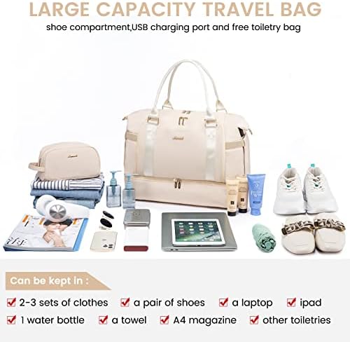Gym Bag for Women LOVEVOOK Travel Duffel Bag with USB Charging Port,Weekender Bags for Women with Shoe Compartment,Carry on Overnight Bag with Toiletry Bag,Hospital Bags for Labor and Deliver - Image 4
