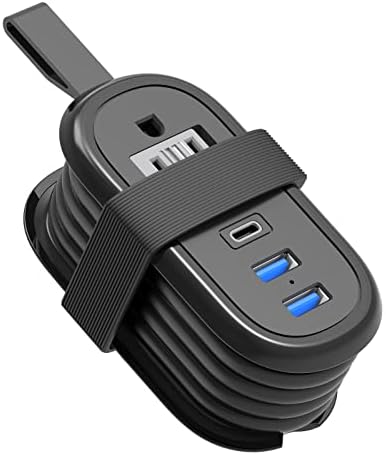 BEVA Travel Power Strip with USB C Ports, 4FT Extension Cord, 2 Outlets, 3 USB Ports, Cruise Ship Essentials (3.4A Charge, Black)