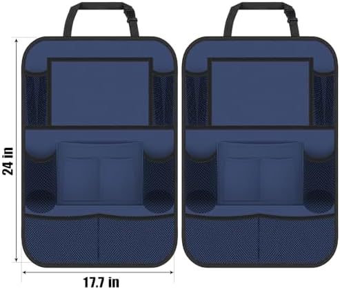 Car Backseat Organizer with 11" Table Holder, 10 Storage Pockets Seat Back Protectors Kick Mats for Kids Toddlers, Travel Accessories, 2 Pack, Blue - Image 5