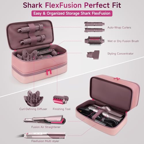 Travel Hair Dryer Case for Shark FlexFusion Case, Portable Hair Tools Bag for Shark FlexStyle Blow Dryer, Double-Layer Storage Carrying Case for Shark Flex Fusion Air Straightener Attachments Holder - Image 2