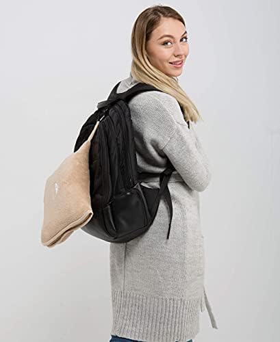 BlueHills Premium Soft Travel Blanket Pillow Airplane Blanket Packed in Soft Bag Pillowcase with Hand Luggage Belt and Backpack Clip, Compact Pack Large Essential for Any Travel (Beige T005) - Image 7