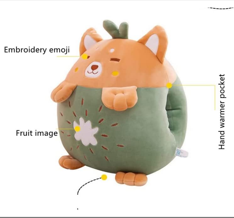 YUDONG Kids Stuffed Animal Travel Blanket and Pillow Set, Adorable 3 in 1 Multifunctional Fruit Plush Pillow with Hand Warmer Design, Perfect for Travel, Camping, Car, Home and Office (15") (Green) - Image 3