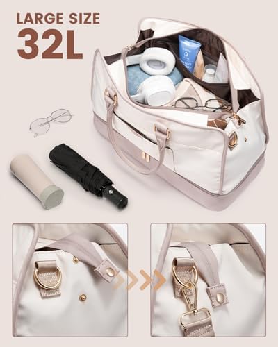 LOVEVOOK Travel Duffel Bag For Women, Weekender Bags With Shoe Compartment, Air Approved Overnight Carry-on Bags With Wet Pocket, Gym Tote Bag, Hospital Bag, 2Pcs - Image 3