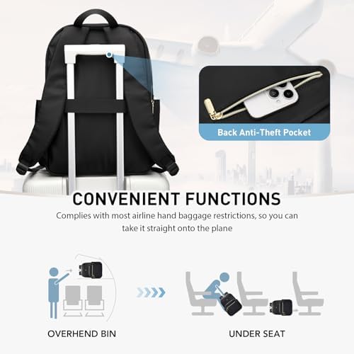Laptop Backpack for Women Fits 16 Inch Travel Computer Bag Ladies Stylish Travel Bags Womens Fashion Bag for Business Bags Casual Daypacks Black - Image 6