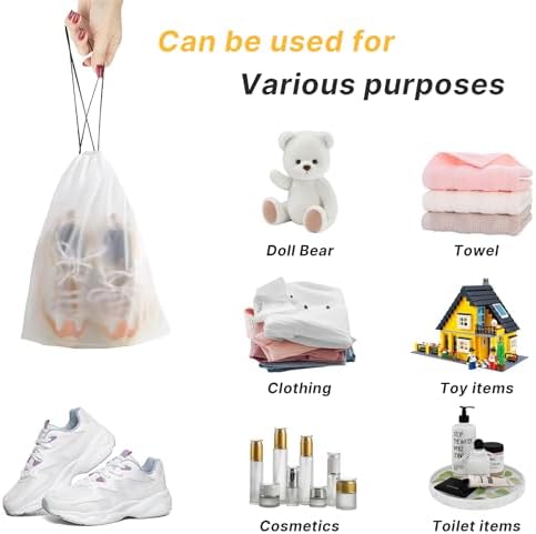 Hoewina Transparent Shoe Bags for Travel with Rope 8PCS Large Clear Shoe Bag Storage 11.8in X 15.7in Portable Travel Shoe Bags for Men and Women - Image 6