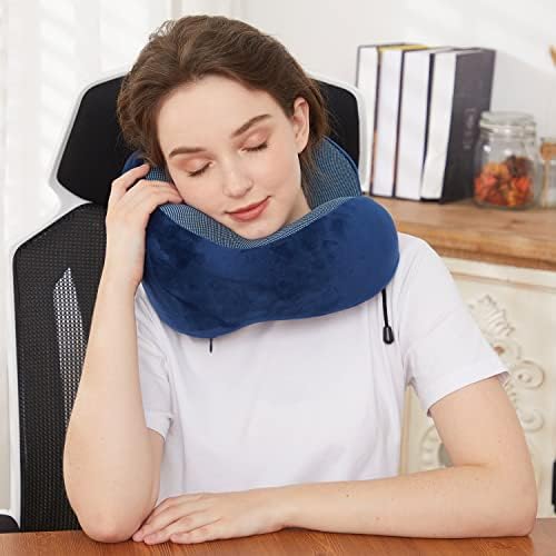 Travel Pillow, Best Memory Foam Neck Pillow Head Support Soft Pillow for Sleeping Rest, Airplane Car & Home Use (Dark Blue) - Image 5