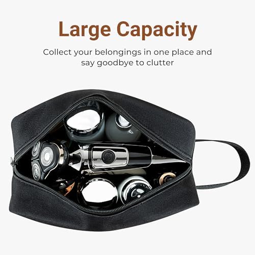 Elviros Travel Toiletry Bag for Women and Men, Lightweight Makeup Bag Hanging Dopp Kit with Shaving Compartment Cosmetic Organizer Small Tool Bag Travel Essentials, Black - Image 2