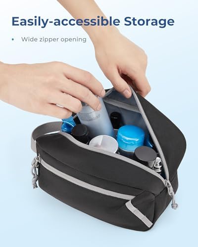 BAGSMART Travel Toiletry Bag for Men and Women, Water-resistant Small Hygiene Organizer for Bathroom Shower, Black - Image 5