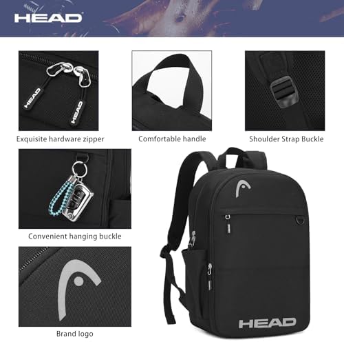 HEAD Waterproof Travel Backpack for Women & Men, Lightweight Laptop Backpack Computer Bags fits 15.6 inch Notebook, Casual Daypack College Backpacks for Weekender Overnight/Sports Gym/Work/Fitness - Image 5