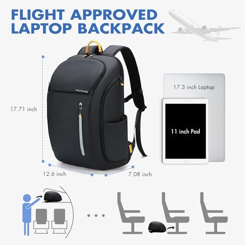 17 Inch Laptop Backpack for Men, Business Travel Anti-Theft Backpack with USB Charging Port, Water Resistant Computer Bag Carry On Flight Approved for Work College Weekender, Black - Image 4