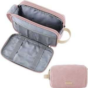 BAGSMART Toiletry Bag for Women, Cosmetic Makeup Bag Organizer, Travel Bag for Toiletries, Dopp Kit Water-resistant Shaving Bag for Accessories, Pink-Medium