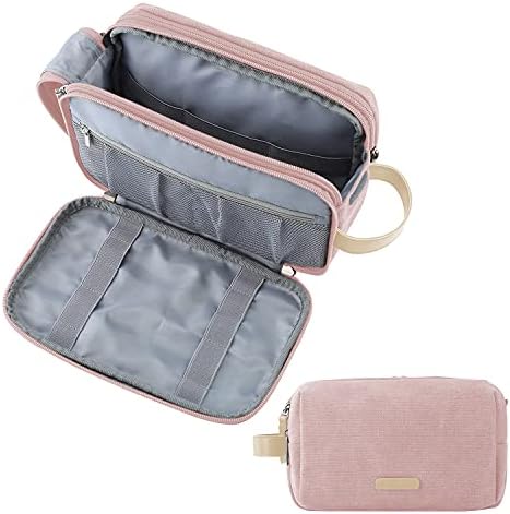 BAGSMART Toiletry Bag for Women, Cosmetic Makeup Bag Organizer, Travel Bag for Toiletries, Dopp Kit Water-resistant Shaving Bag for Accessories, Pink-Medium