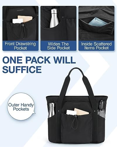 BAGSMART Tote Bag for Women, Tote Shoulder Bag with Laptop Compartment and Zipper Handbag for Travel, Work - Image 2