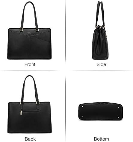 LOVEVOOK Laptop Tote Bag for Women 15.6 Inch Waterproof Leather Computer Bags Business Office Work Briefcase Black - Image 9