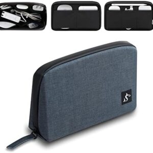 Electronic Organizer Travel Case – Waterproof Cable Bag for Cord, Charger, Hard Disk, Power Bank – Small Tech Storage for Travel, Backpack, Business Trip, Airplane (Blue)