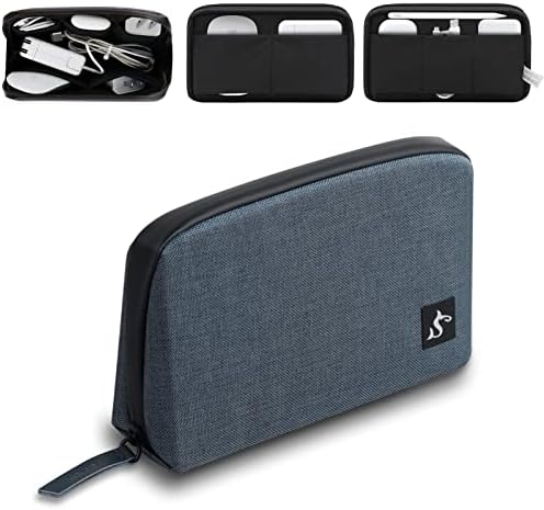 Electronic Organizer Travel Case – Waterproof Cable Bag for Cord, Charger, Hard Disk, Power Bank – Small Tech Storage for Travel, Backpack, Business Trip, Airplane (Blue)