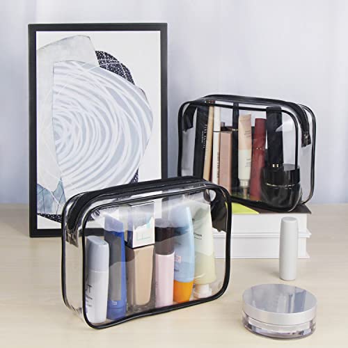 Wedama TSA Approved Toiletry Cosmetic Bags for Men and Women 2 Pack with Zipper Carry on Airline Airport Travel Accessories, PVC Makeup Bags, Quart Size-Black - Image 5