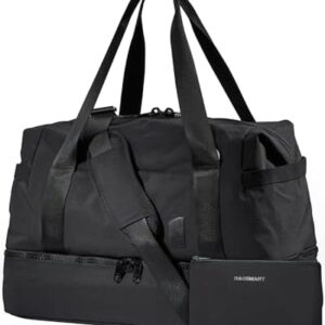 Weekender Bags for Women, BAGSMART Travel Duffel Bags with Shoe Compartment,Personal Item Travel Bag for Airlines, Carry on Overnight Tote Bag with Toiletry Bag(Black,2pcs)