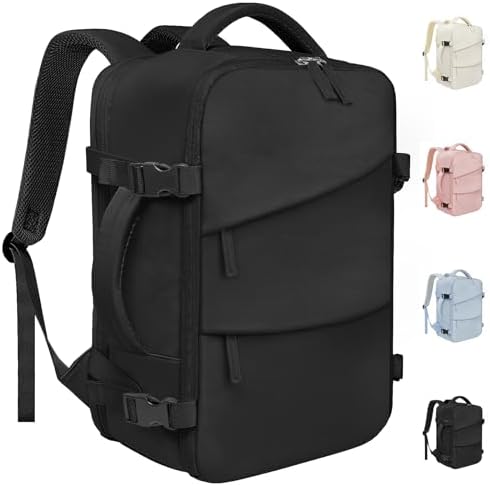 Travel Backpack for Men Women, Carry On Backpack Airlines Approved Personal Item Travel Computer Bag Waterproof Laptop Backpack Business Weekender Overnight Fits15.6Inch Laptop, Black