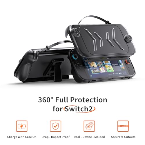 JDDWIN Full Protective Case Compatible with Nintendo Switch 2 2025, Soft TPU Grip Protective Cover Switch 2 Skin Accessories for Joy-Con, Travel Carring Case,Detachable Front Shell Cover and Kickstand - Image 2