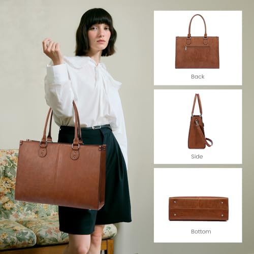 LOVEVOOK Laptop Bag for Women, 15.6 inch Laptop Tote Bag Vintage Work Bags for Women Computer Bag Office Briefcase Handbag - Image 7