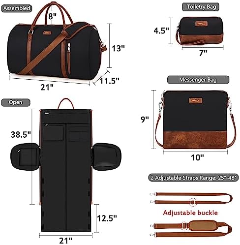 Convertible Garment Duffel Bag for Travel - Carry On Garment Bags With Toiletry Bag Large Weekender Bag for Men Women 2 in 1 Hanging Suitcase Suit Travel Duffel Overnight Bags 4pcs Set - Image 5