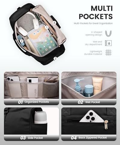 LOVEVOOK Gym bag for Women,Weekender Overnight Bag with Shoe Compartment, Personal Item Travel Duffle Bag with Toiletry Bags & Wet Pocket, Carry on Duffel Bags, Hospital Bag for Women Labor Delivery - Image 3
